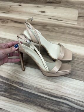 Nine West Nude Slingback Platform Stiletto Heels